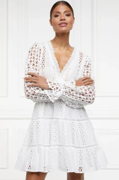 Broderie Lace V-Neck Dress
