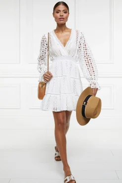 Broderie Lace V-Neck Dress