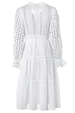 Broderie Lace V-Neck Dress