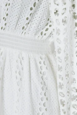 Broderie Lace V-Neck Midi Dress