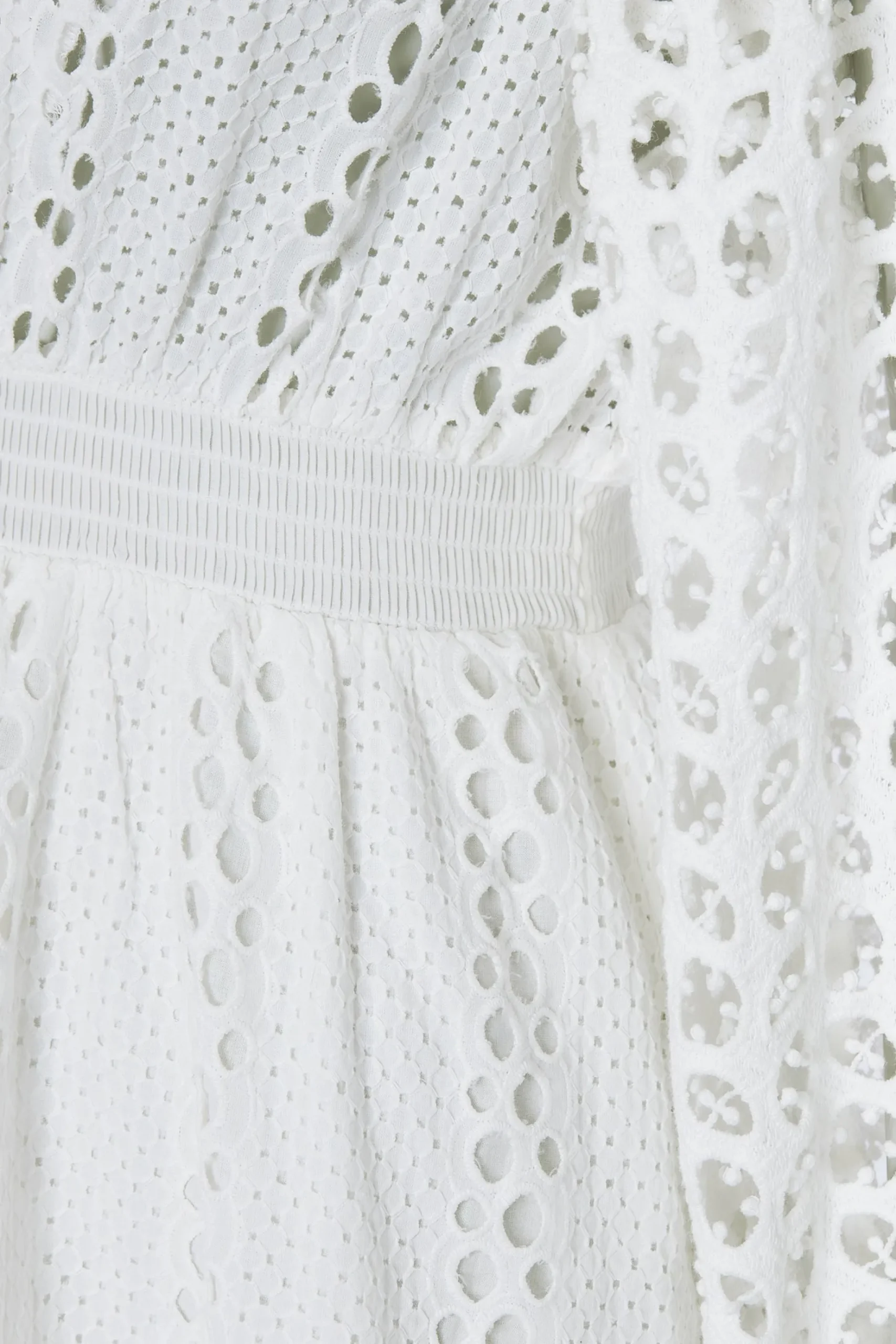 Broderie Lace V-Neck Midi Dress