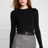 Buttoned Knit Crew Neck