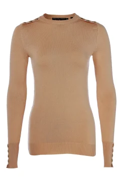 Buttoned Knit Crew Neck
