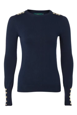 Buttoned Knit Crew Neck
