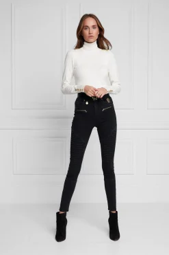 Buttoned Knit Roll Neck