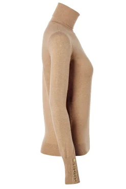 Buttoned Knit Roll Neck