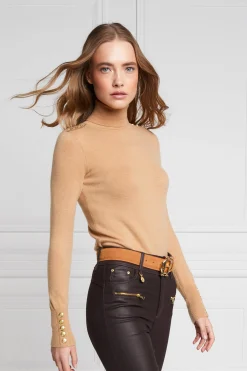 Buttoned Knit Roll Neck