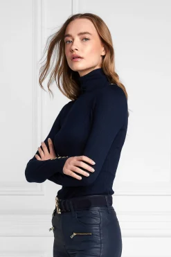 Buttoned Knit Roll Neck