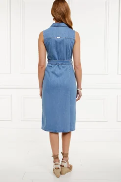 Denim Sleeveless Shirt Dress