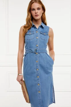 Denim Sleeveless Shirt Dress