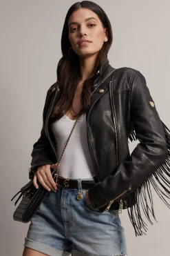 Fringed Leather Biker Jacket