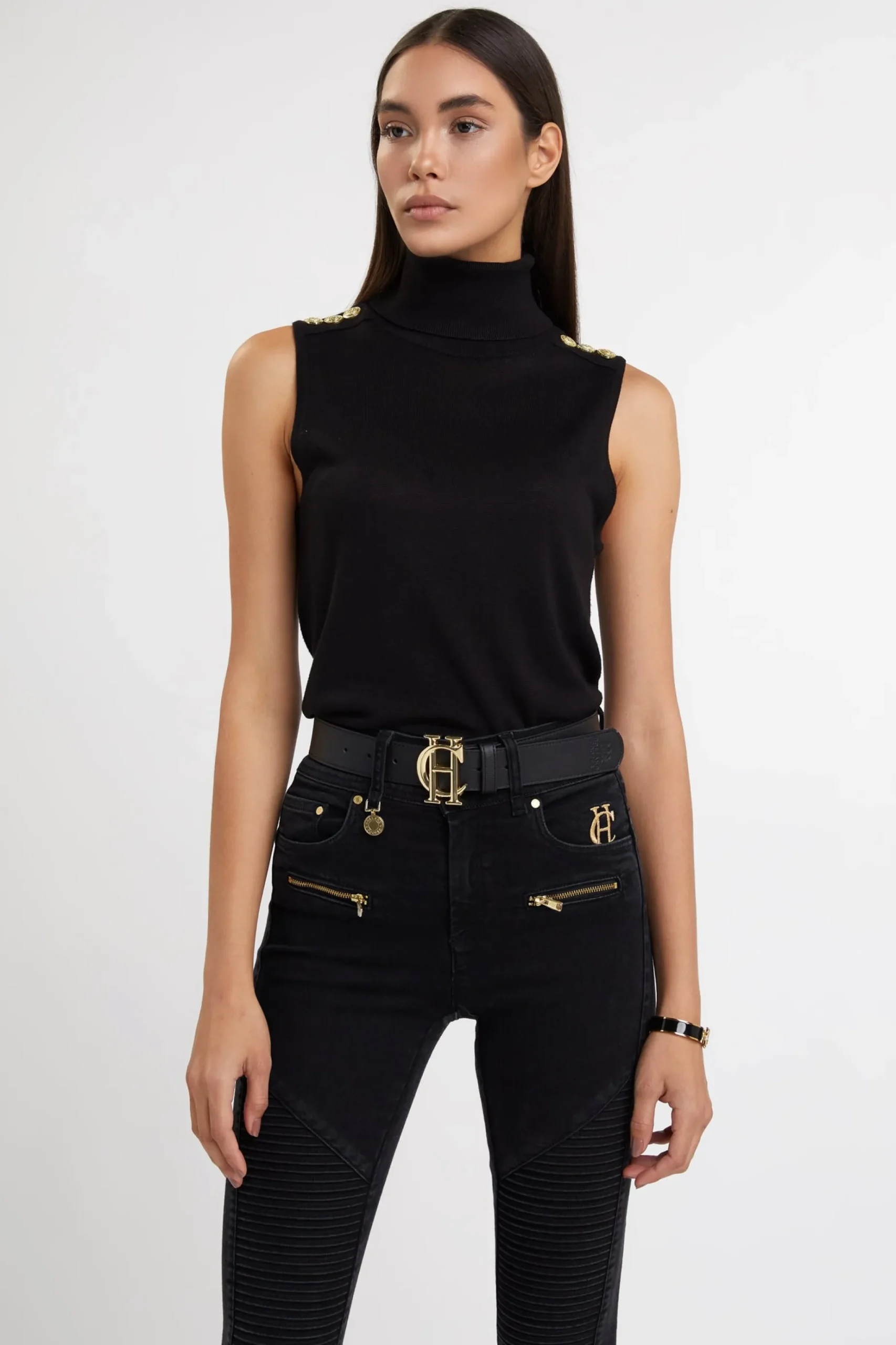 Luxury Sleeveless Roll Neck