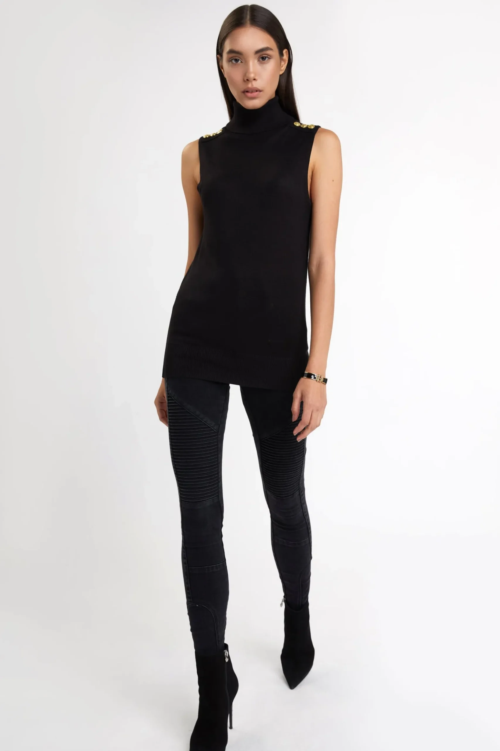 Luxury Sleeveless Roll Neck