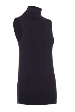 Luxury Sleeveless Roll Neck
