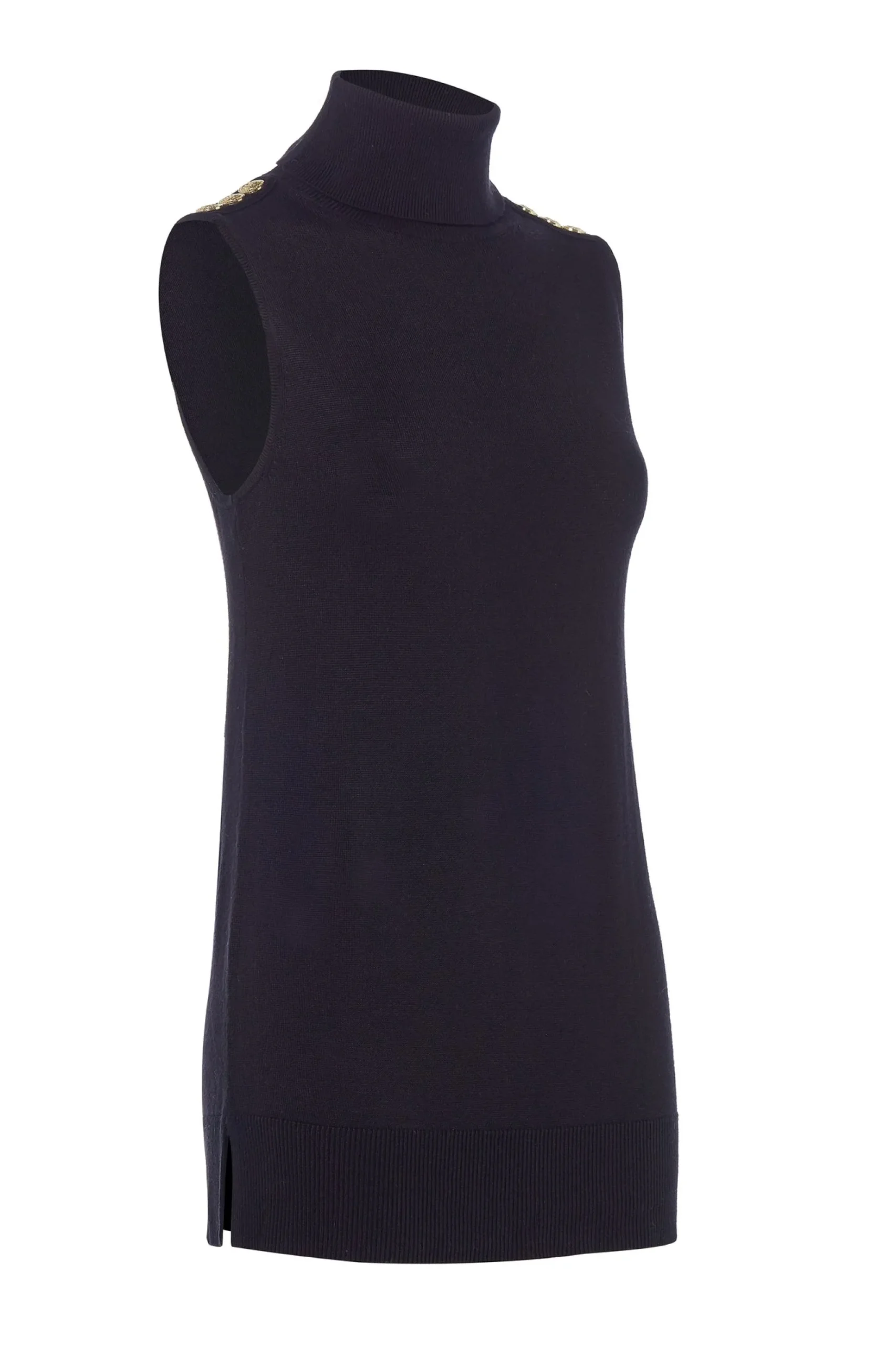 Luxury Sleeveless Roll Neck