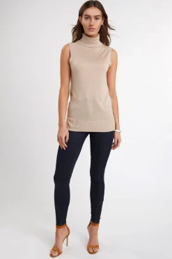 Luxury Sleeveless Roll Neck